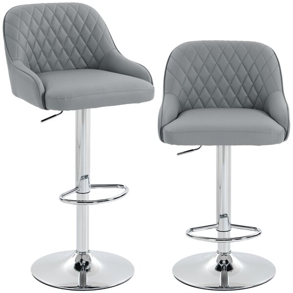 HOMCOM Set de 2 Scaune de Bar Rotative Reglabile pentru Bucătărie, Gri Deschis | Aosom Romania
