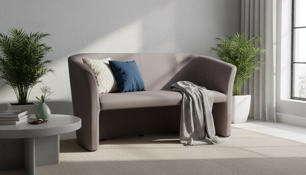 Canapea TM-3, stofa catifelata gri - Bluvel 14, 160x60x76 cm
