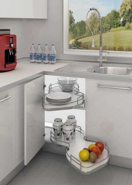 Sistem extractibil 2 cosuri ovale NUVOLA metal cromat Spre Dreapta