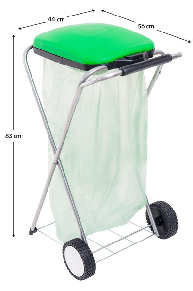 KONDELA Suport mobil pentru saci de gunoi, verde, ROLL