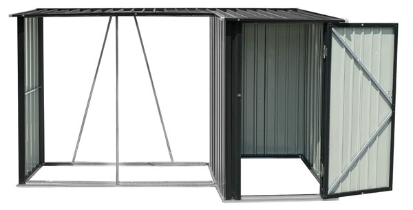 KONDELA şopron din lemn cu şopron, 270x104x159 cm, antracit, ARPOL TYP 2