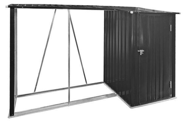 KONDELA şopron din lemn cu şopron, 270x104x159 cm, antracit, ARPOL TYP 2