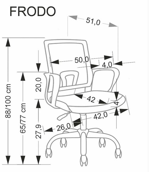 Scaun birou FRODO, roz/alb, stofa catifelata/plasa, 50x51x88/100 cm