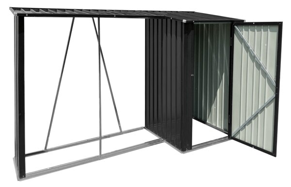 KONDELA şopron din lemn cu şopron, 270x104x159 cm, antracit, ARPOL TYP 2
