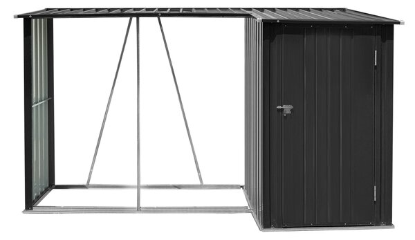 KONDELA şopron din lemn cu şopron, 270x104x159 cm, antracit, ARPOL TYP 2