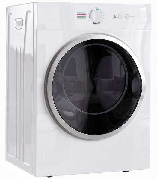 HOMCOM Mini Uscător de Rufe Portabil 4,8 kg, 1020W, Încălzire PTC, Timer, Alb | Aosom Romania