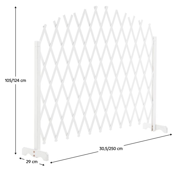 KONDELA Ecran grilaj, alb/lemn, 250 cm, KEJLY
