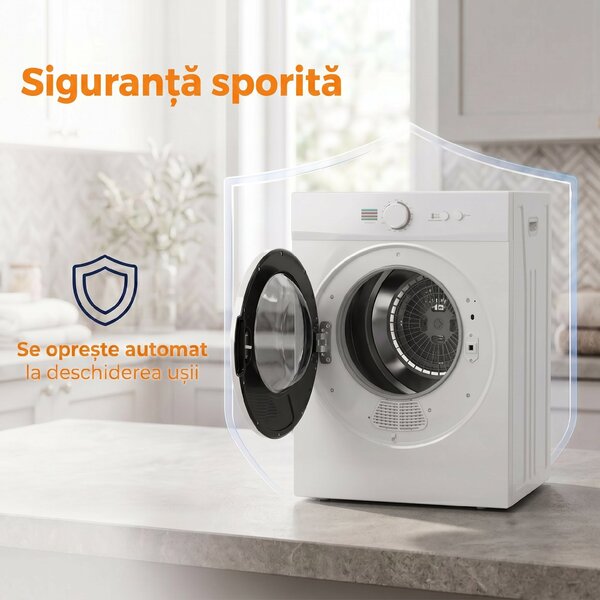 HOMCOM Mini Uscător de Rufe Portabil 4,8 kg, 1020W, Încălzire PTC, Timer, Alb | Aosom Romania