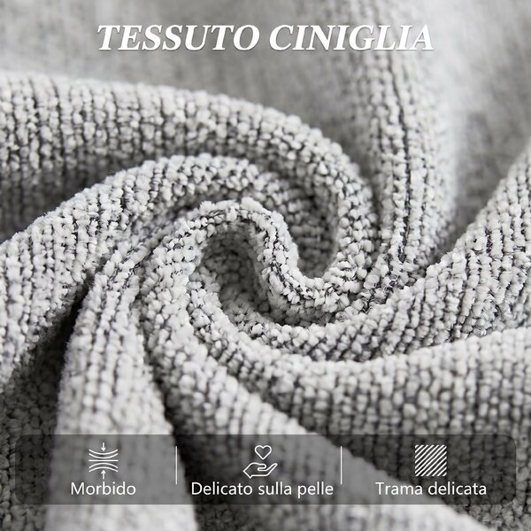 HOMCOM Canapea Extensibilă 2 în 1, 2 Locuri, cu 2 Perne Detașabile, Brațe Laterale, Șezut Tapițat, Chenille, Gri Deschis | Aosom Romania