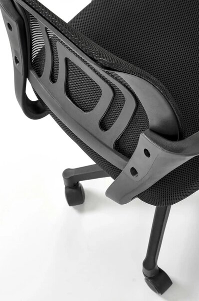 Scaun birou GIMLI, negru, stofa clasica/plastic, 60x53x84/94 cm