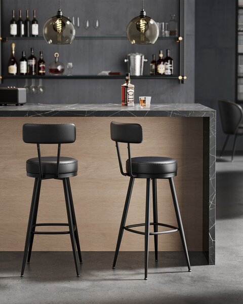 Set 2 buc. Scaune de bar Vasagle Negru 54x54x91 cm