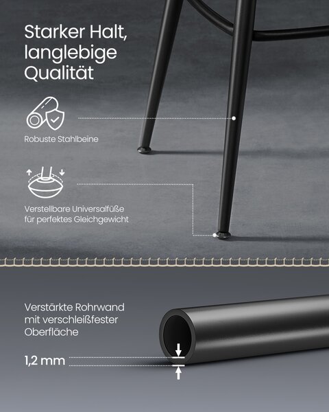 Set 2 buc. Scaune de bar Vasagle Negru 54x54x91 cm