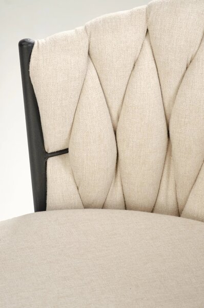 Scaun bar textil H125, bej - Nea 25, stofa clasica/otel, 53x54x90/105