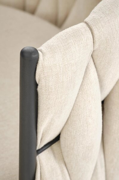 Scaun bar textil H125, bej - Nea 25, stofa clasica/otel, 53x54x90/105