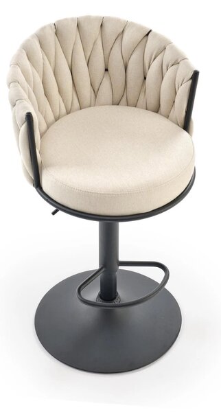 Scaun bar textil H125, bej - Nea 25, stofa clasica/otel, 53x54x90/105