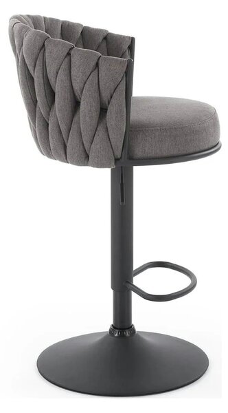 Scaun bar textil H125, gri - Nea 15, stofa clasica/otel, 53x54x90/105