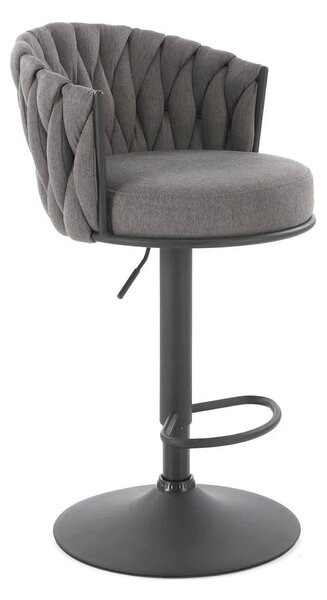 Scaun bar textil H125, gri - Nea 15, stofa clasica/otel, 53x54x90/105