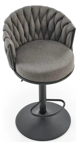 Scaun bar textil H125, gri - Nea 15, stofa clasica/otel, 53x54x90/105