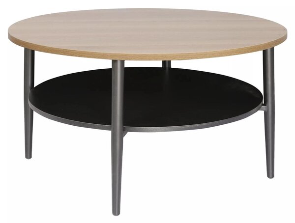 Masuta cafea ELLA A, stejar/negru mat, PAL/metal, 80x45 cm