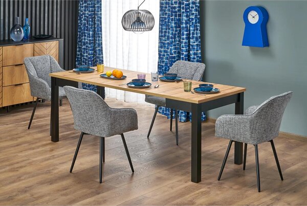 Masa extensibila QUBIK, stejar artisan/negru, PAL laminat, 80/200x80x7