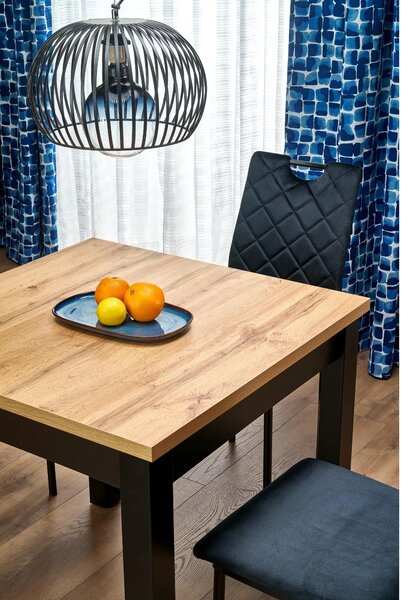 Masa extensibila QUBIK, stejar artisan/negru, PAL laminat, 80/200x80x7