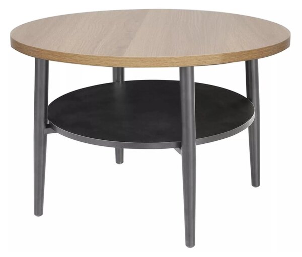 Masuta cafea ELLA B, stejar/negru mat, PAL/metal, 60x45 cm