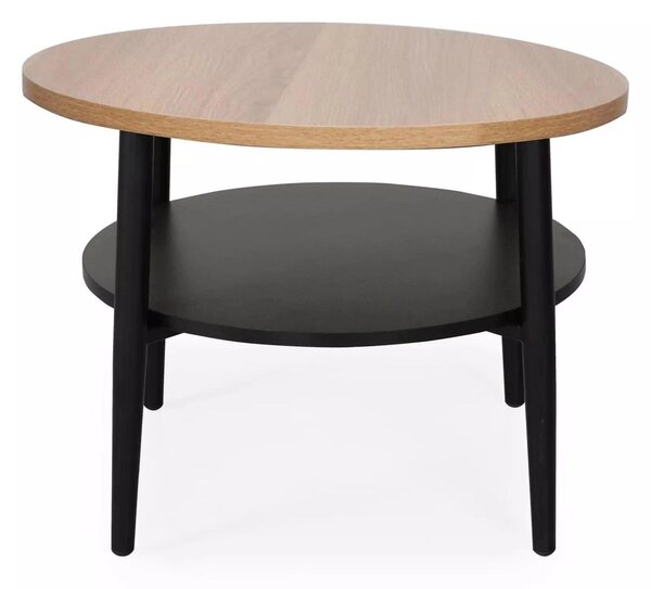 Masuta cafea ELLA B, stejar/negru mat, PAL/metal, 60x45 cm
