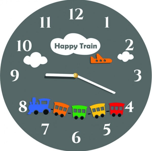 Ceas de perete pentru copii cu trenuleț - HAPPY