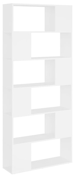 Bibliotecă/Separator cameră, alb, 80x24x186 cm, PAL