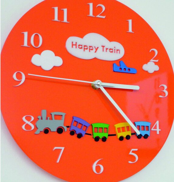 Ceas de perete pentru copii cu trenuleț - HAPPY