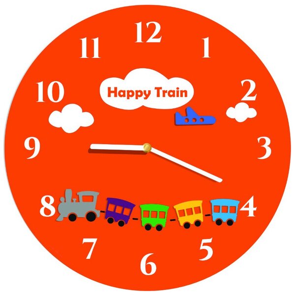 Ceas de perete pentru copii cu trenuleț - HAPPY