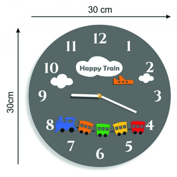 Ceas de perete pentru copii cu trenuleț - HAPPY