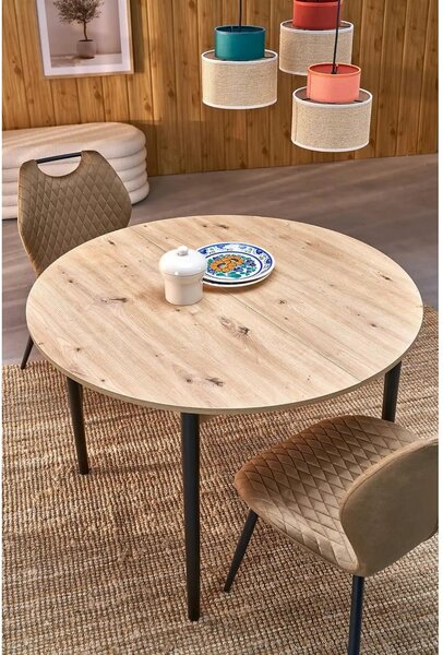 Masa extensibila PIVOT, stejar artisan/negru, PAL laminat/lemn, 102/14