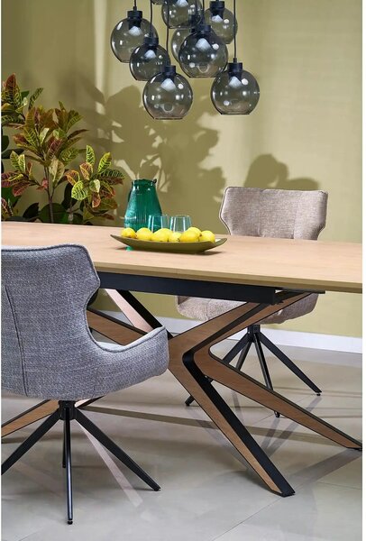 Scaun K573, bej/negru, stofa clasica/otel, 55x64x88 cm