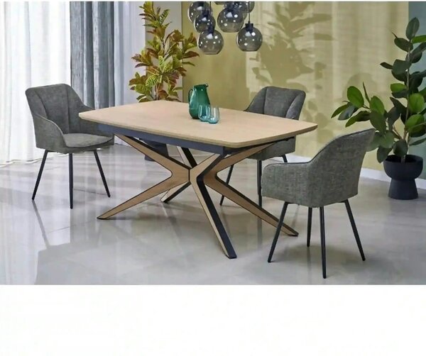 Masa extensibila JAMES, stejar/negru, 160/220x90x76 cm