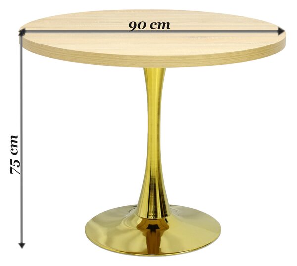 Masă fixă Rotundă Lyma Gold Stejar