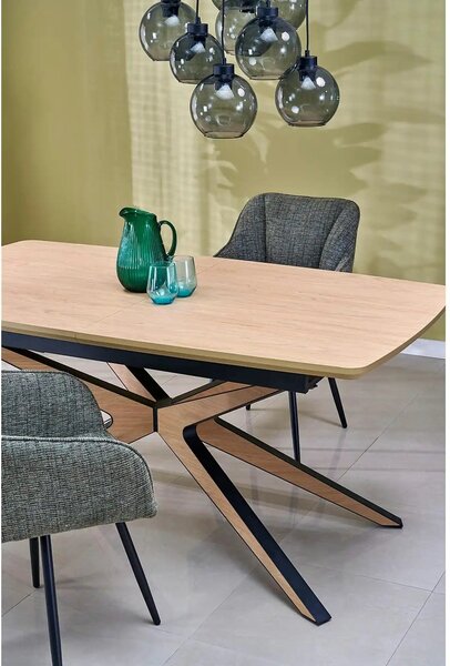 Masa extensibila JAMES, stejar/negru, 160/220x90x76 cm
