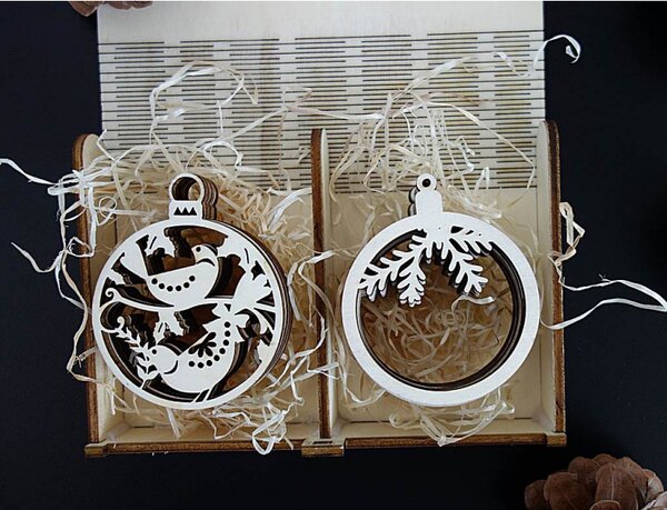 Decoratiuni de Craciun din lemn, 1 set-12 bucati