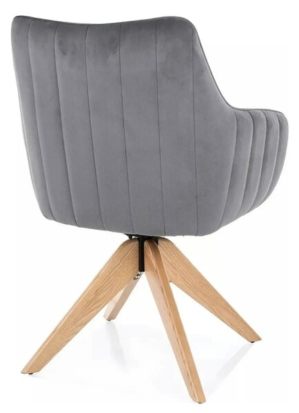 Scaun rotativ AZALIA, gri inchis - Bluvel 14, stofa catifelata/lemn, 6