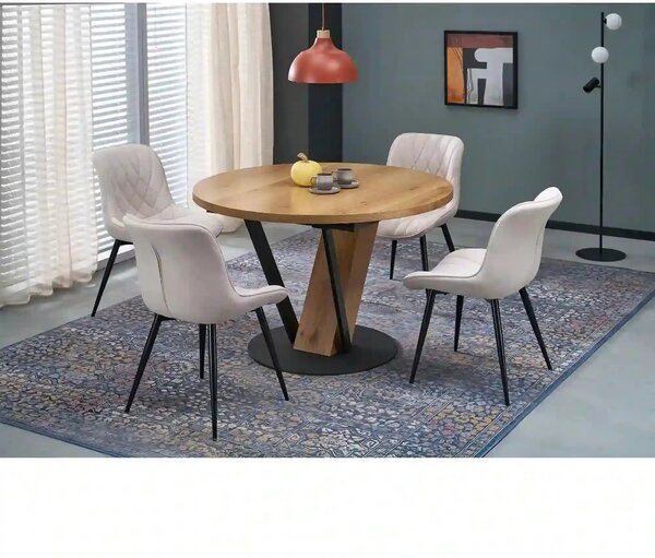 Scaun K567, bej - Havana 2, stofa catifelata/otel, 47x63x85 cm
