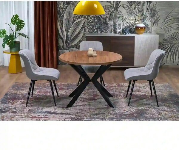 Scaun K567, gri - Havana 15, stofa catifelata/otel, 47x63x85 cm