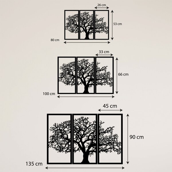 Pictură murală din lemn Copacul Vieții Set de 3 panouri | SKOMBER