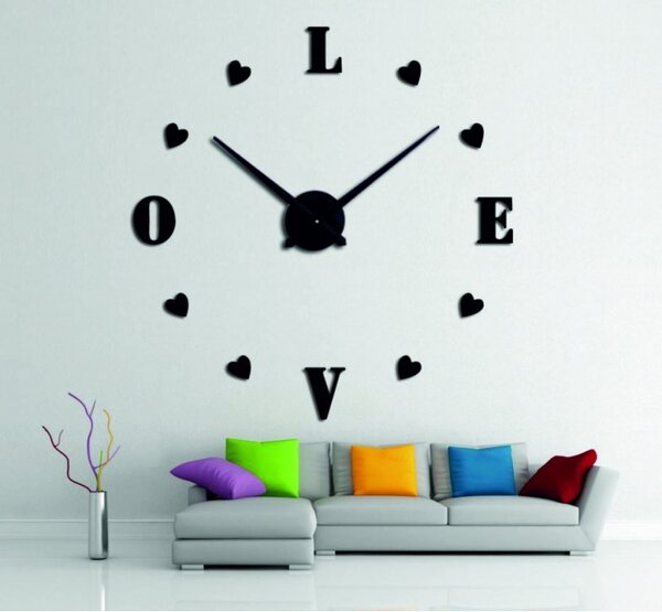 Ceas de perete adeziv mare - LOVE
