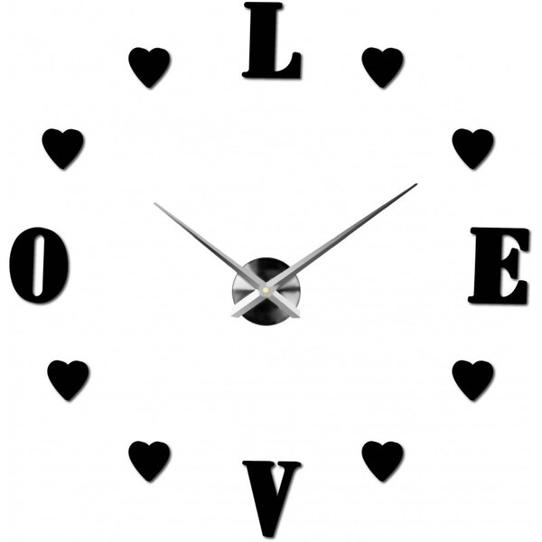 Ceas de perete adeziv mare - LOVE
