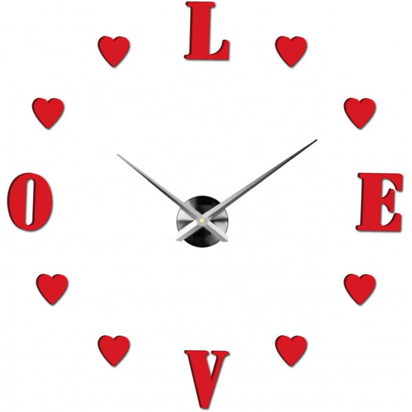 Ceas de perete adeziv mare - LOVE