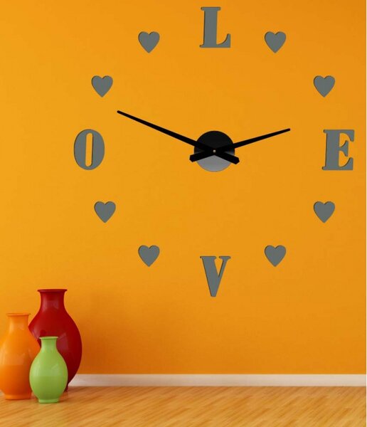 Ceas de perete adeziv mare - LOVE