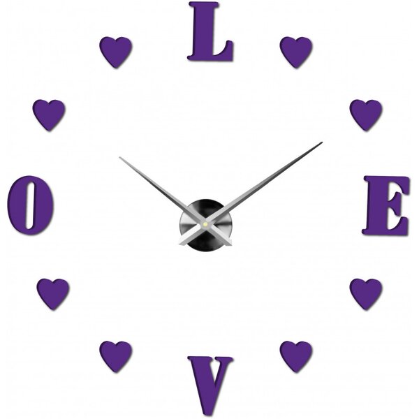 Ceas de perete adeziv mare - LOVE
