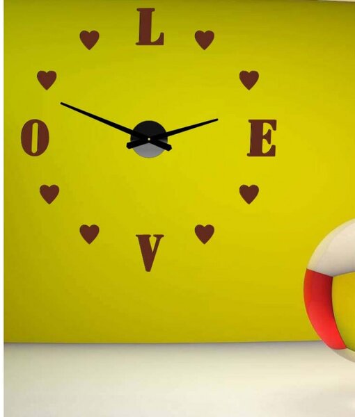 Ceas de perete adeziv mare - LOVE