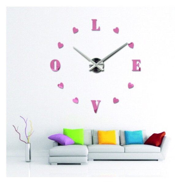 Ceas de perete adeziv mare - LOVE