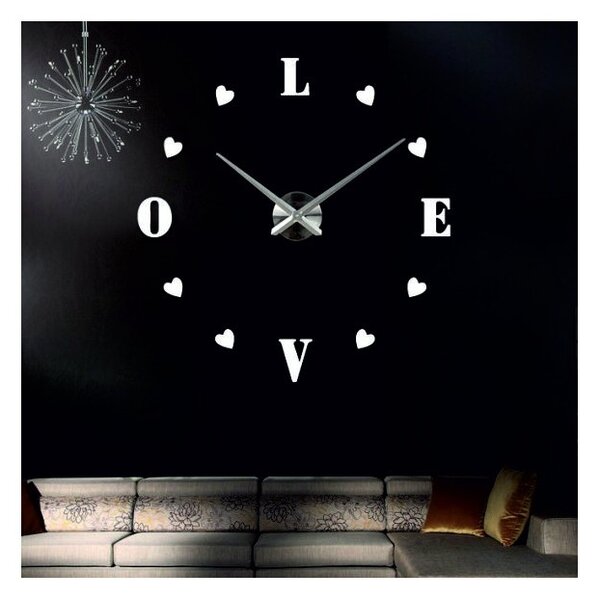 Ceas de perete adeziv mare - LOVE